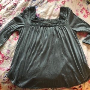 PaSun LA Hearts olive green lace top